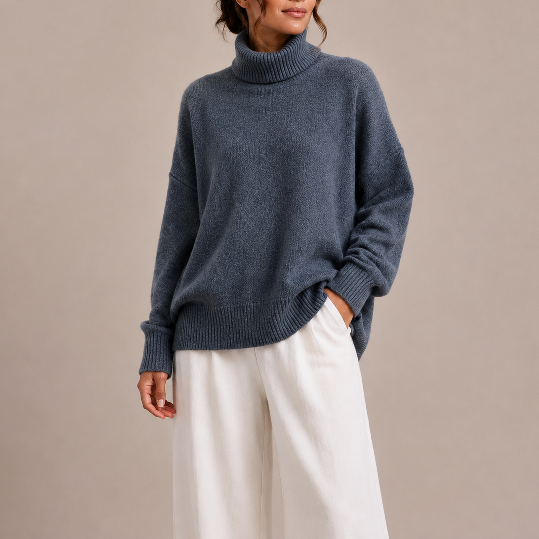 Abbie | Oversized Roll Neck Textured Jumper