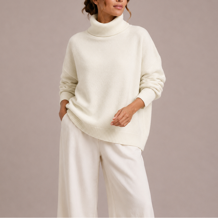 Abbie | Oversized Roll Neck Textured Jumper