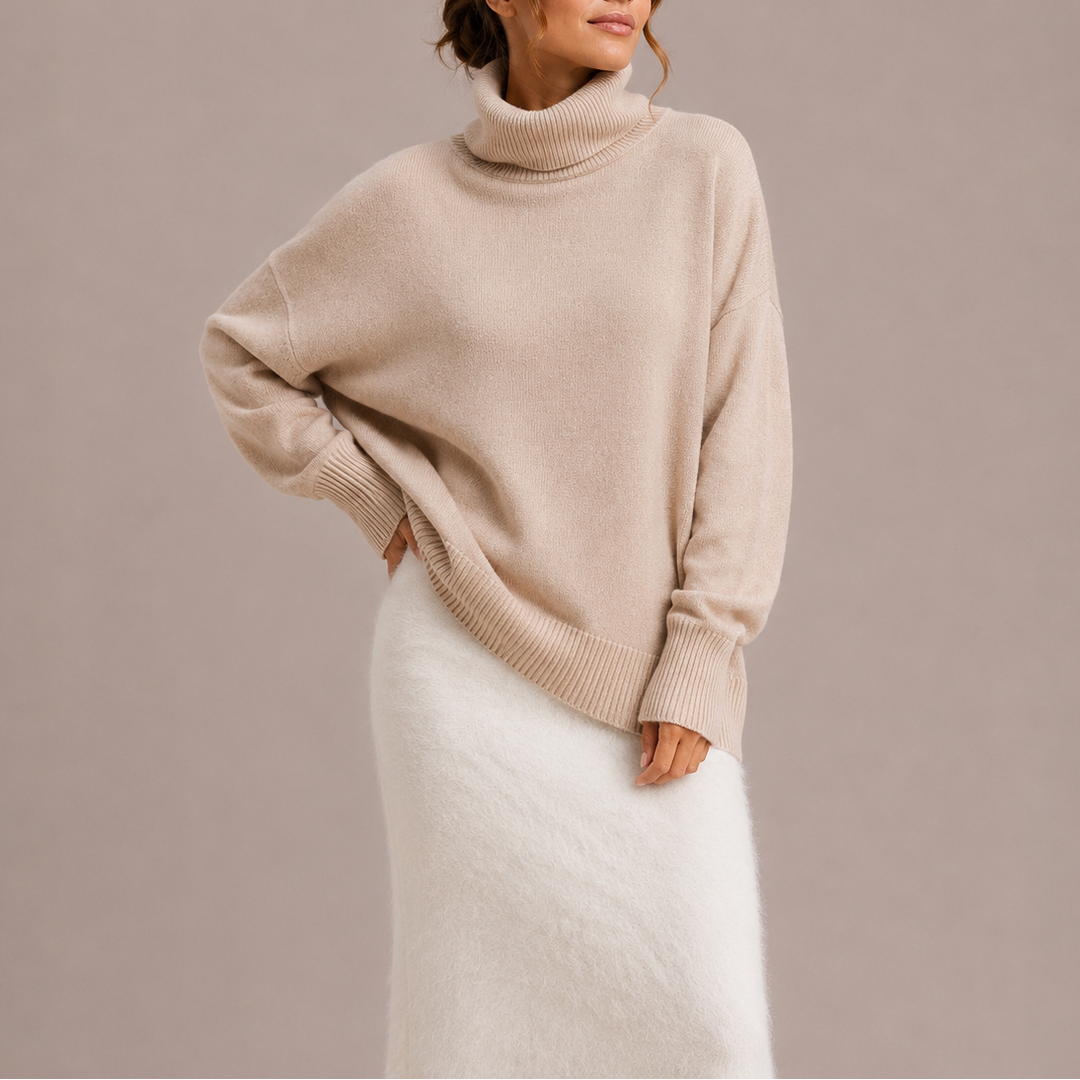Abbie | Oversized Roll Neck Textured Jumper