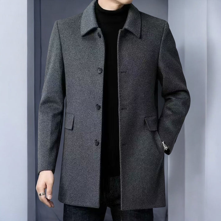 Adam | Single-Breasted Mid-Length Wool Blend Coat