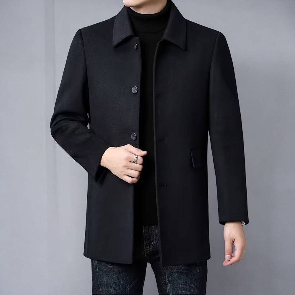 Adam | Single-Breasted Mid-Length Wool Blend Coat