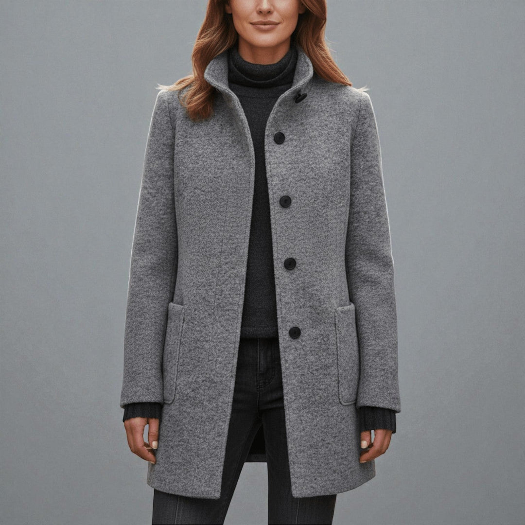 Amy | Stand Collar Patch Pocket Longline Coat