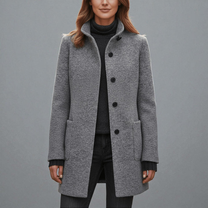 Amy | Stand Collar Patch Pocket Longline Coat
