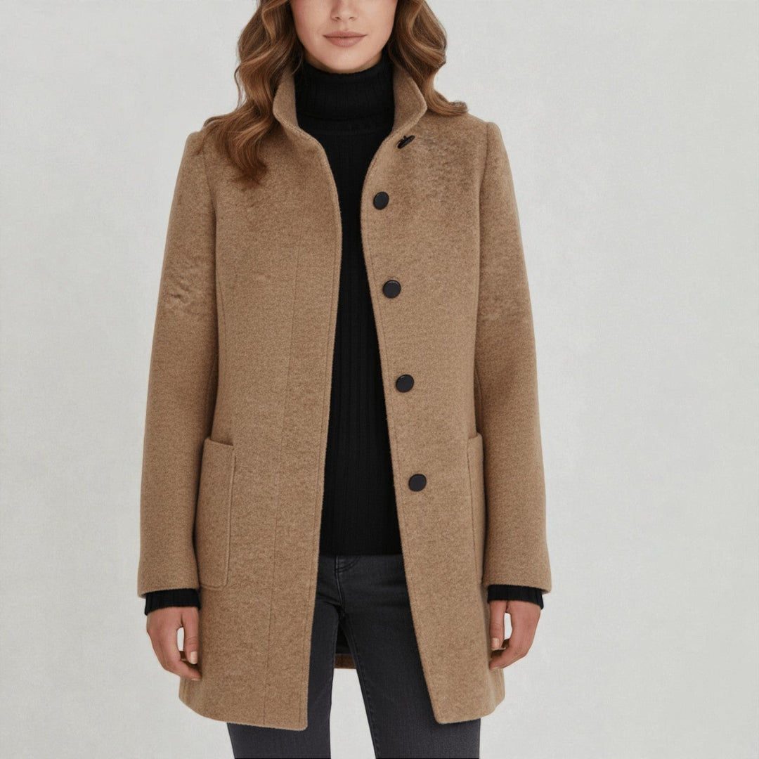 Amy | Stand Collar Patch Pocket Longline Coat