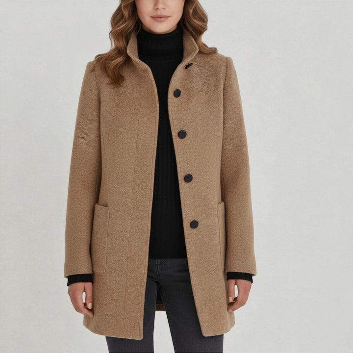 Amy | Stand Collar Patch Pocket Longline Coat