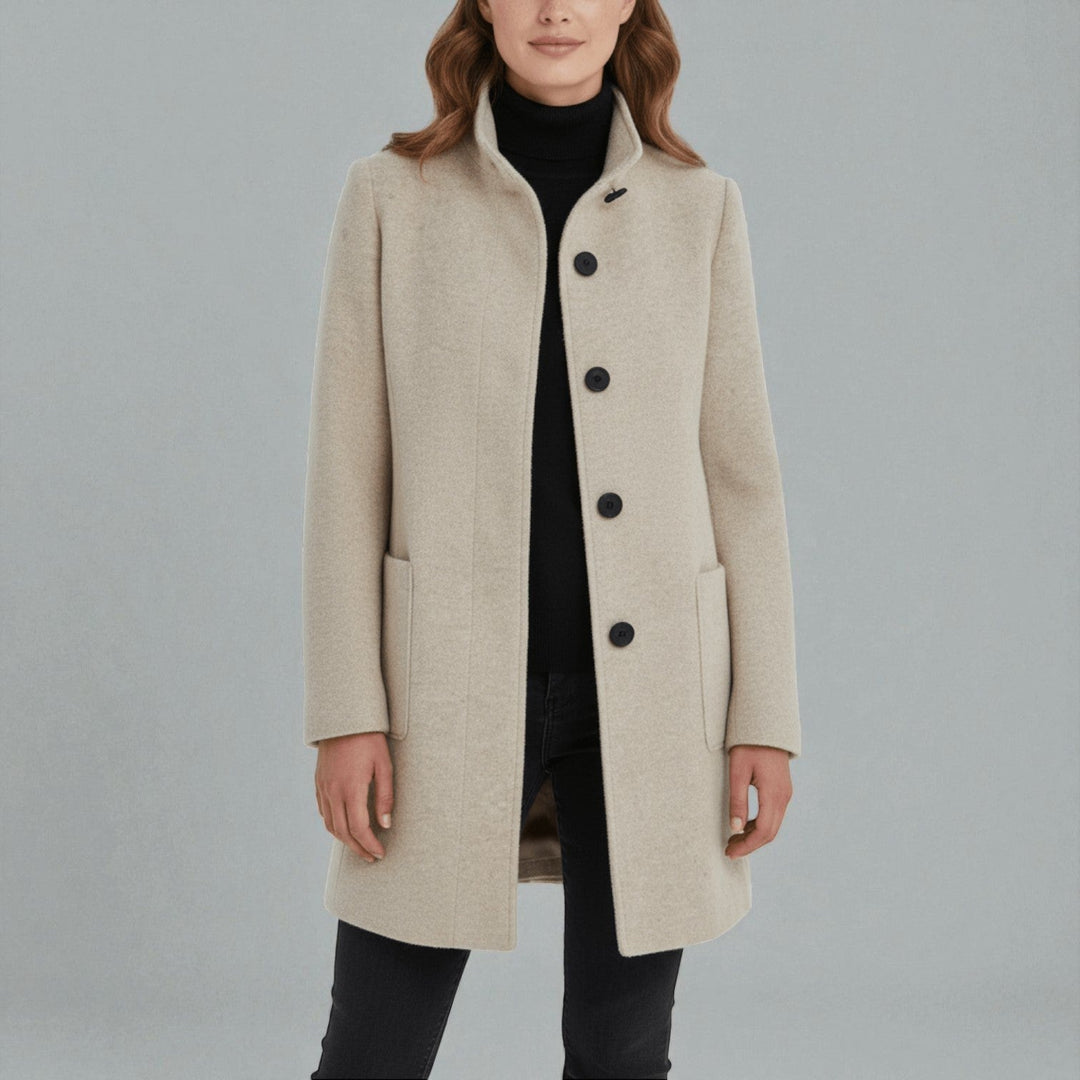 Amy | Stand Collar Patch Pocket Longline Coat