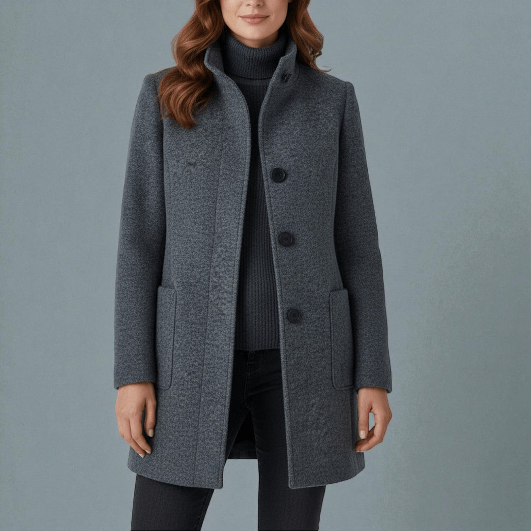 Amy | Stand Collar Patch Pocket Longline Coat