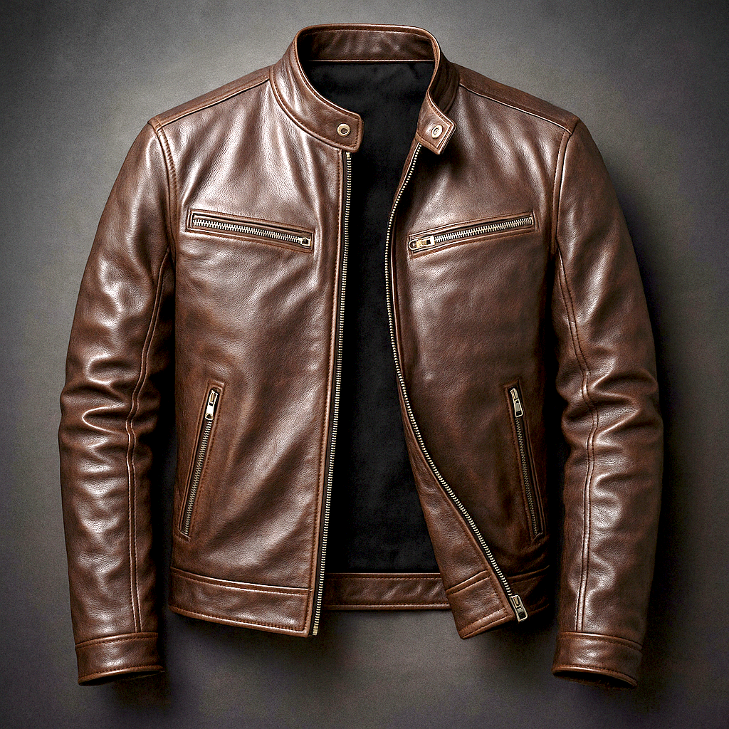 Barnaby | Stand Collar Zip-Up Leather Jacket