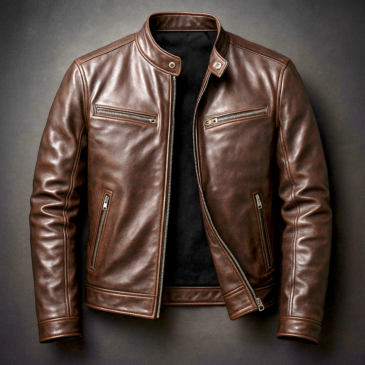 Barnaby | Stand Collar Zip-Up Leather Jacket