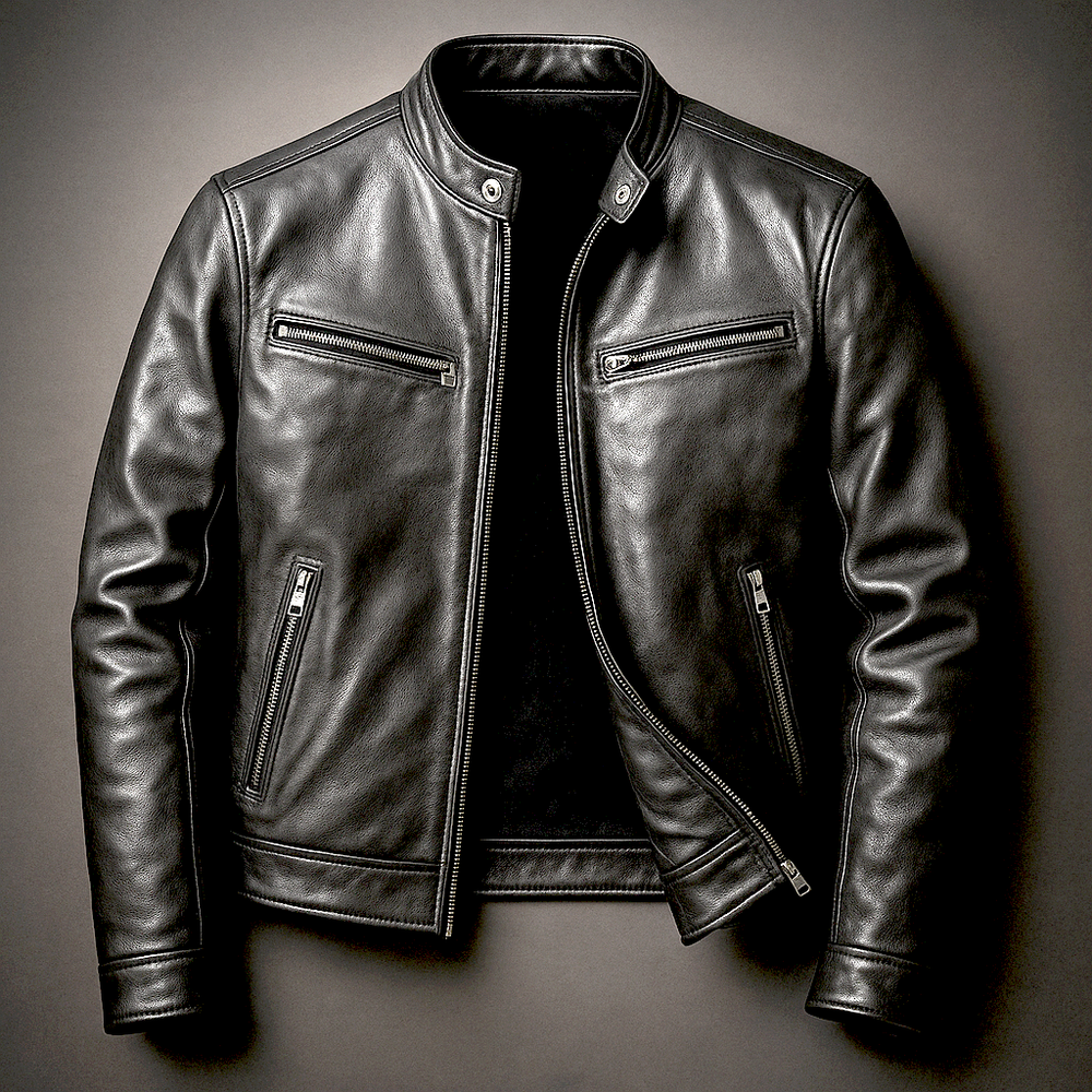 Barnaby | Stand Collar Zip-Up Leather Jacket