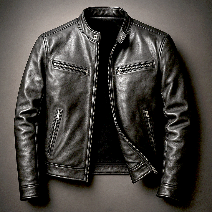 Barnaby | Stand Collar Zip-Up Leather Jacket