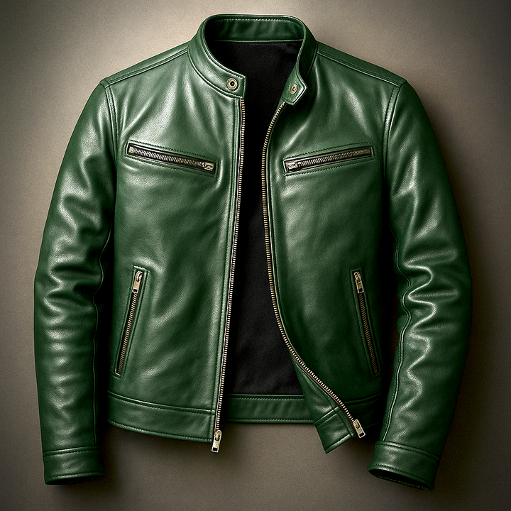 Barnaby | Stand Collar Zip-Up Leather Jacket