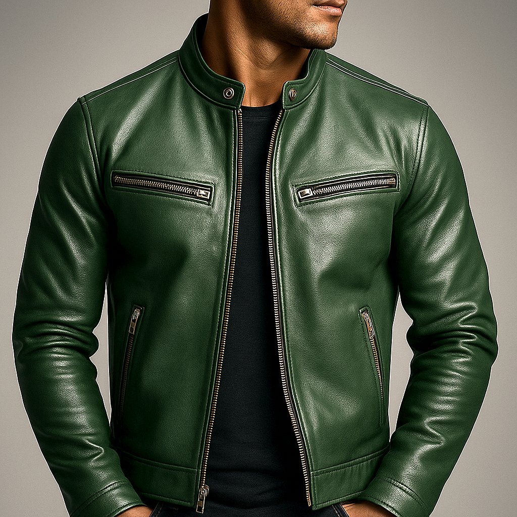 Barnaby | Stand Collar Zip-Up Leather Jacket
