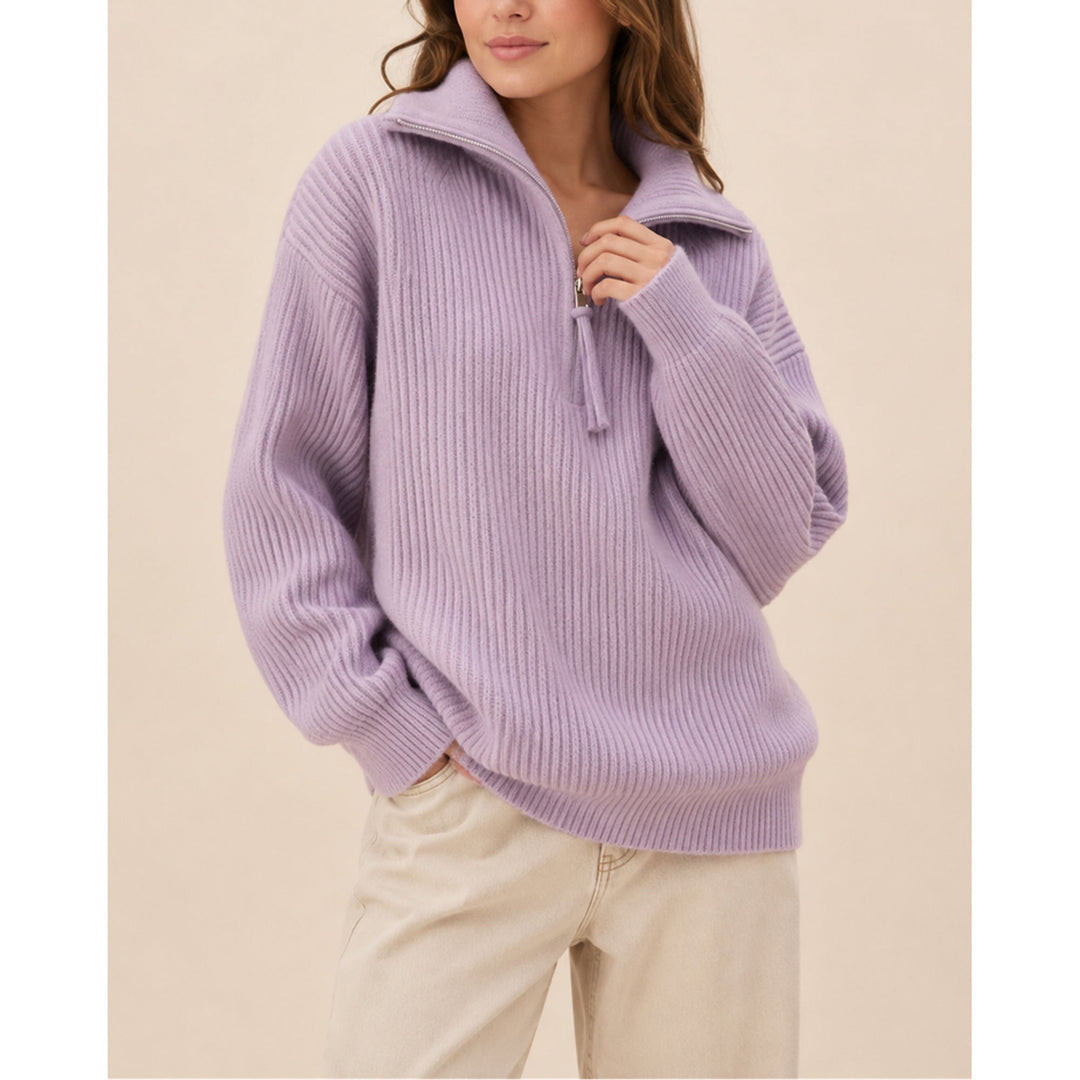 Brenda | Ribbed Quarter Zip Oversized Jumper