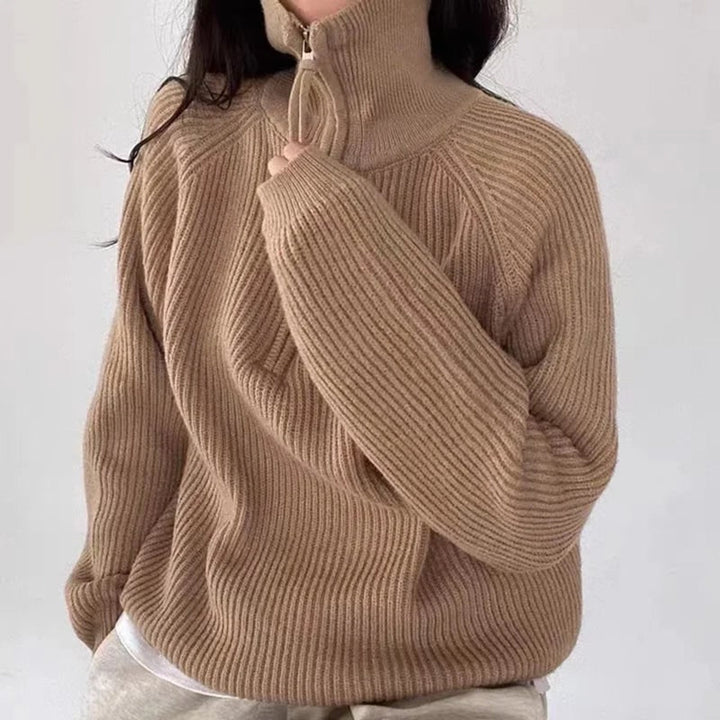 Brenda | Ribbed Quarter Zip Oversized Jumper