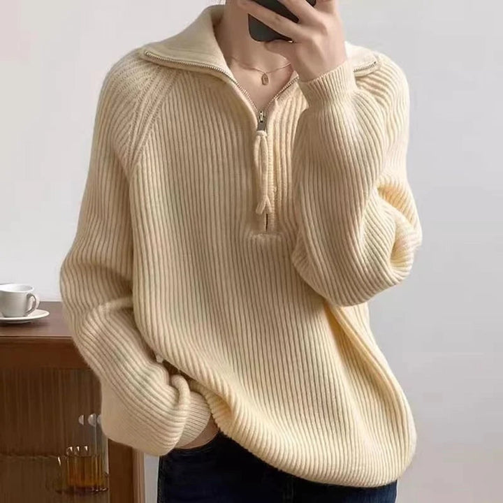 Brenda | Ribbed Quarter Zip Oversized Jumper