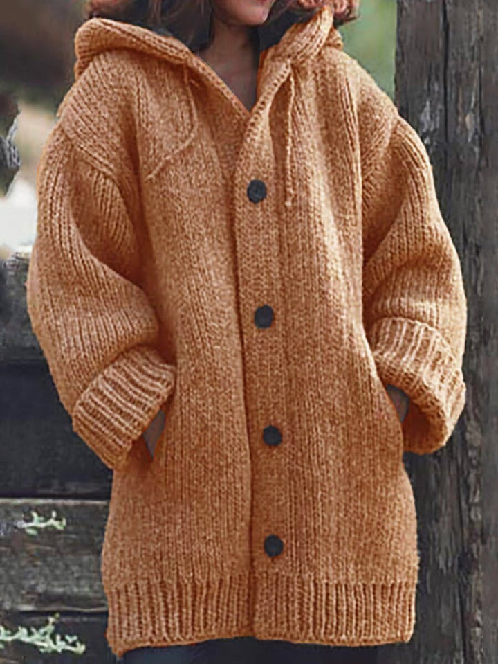 Brittany | Hooded Chunky Knit Button Cardigan