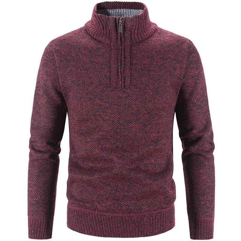 Cameron | Half Zip Stand Collar Knitted Jumper