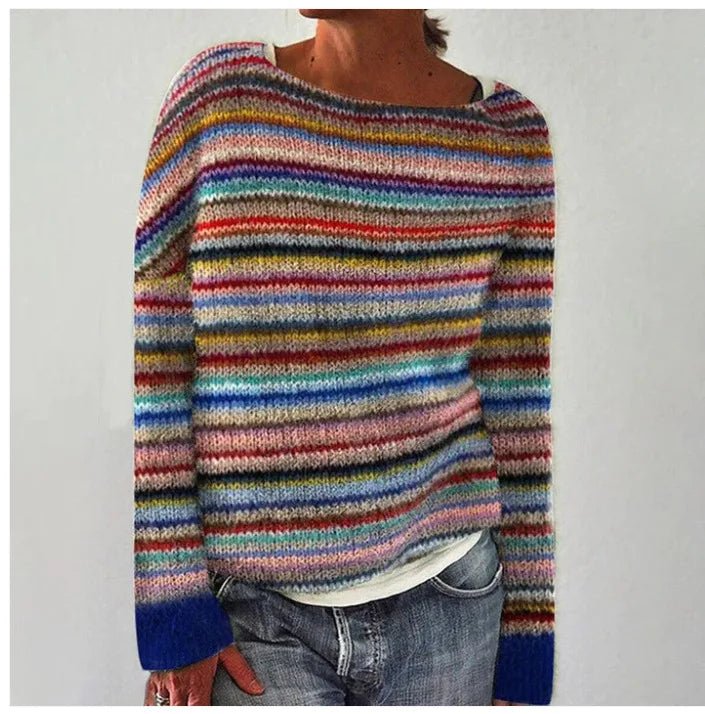 Camille | Striped Boat Neck Knitted Jumper