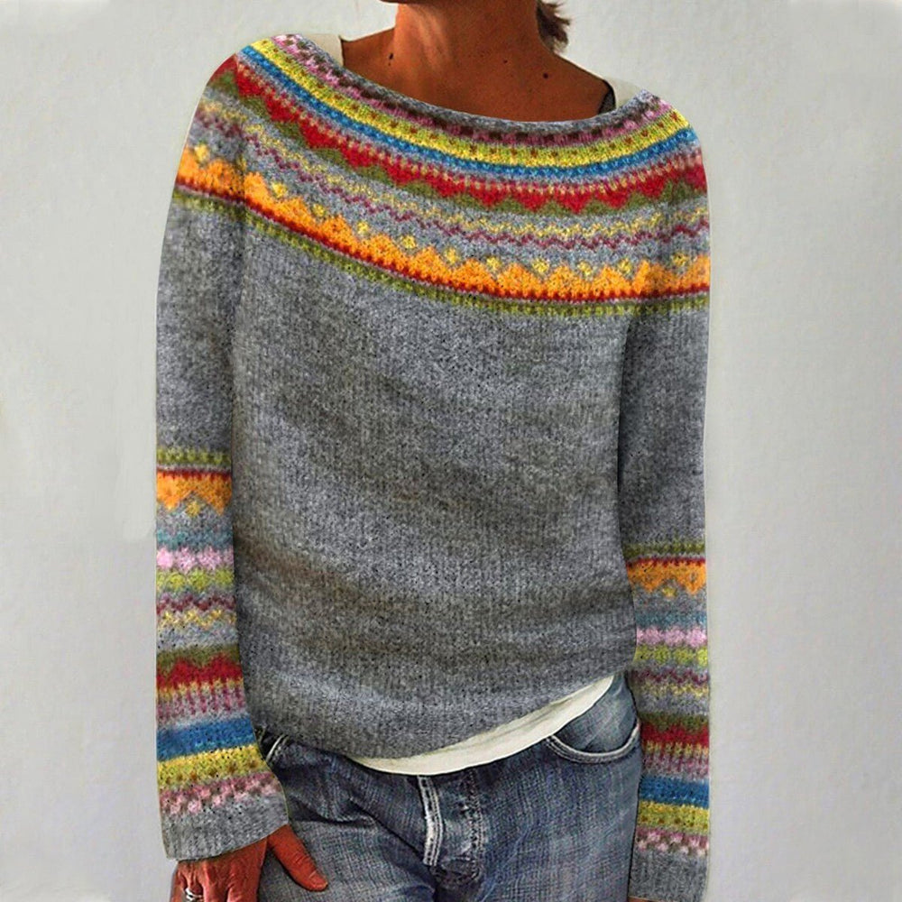 Camille | Striped Boat Neck Knitted Jumper