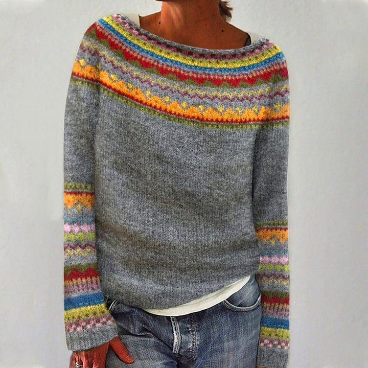 Camille | Striped Boat Neck Knitted Jumper