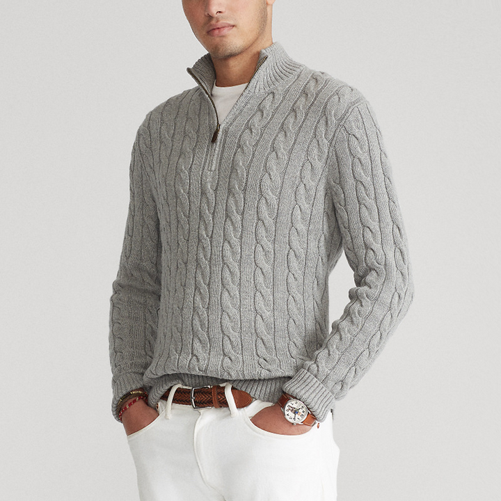 Carlos | Cable Knit Half-Zip Cotton Jumper