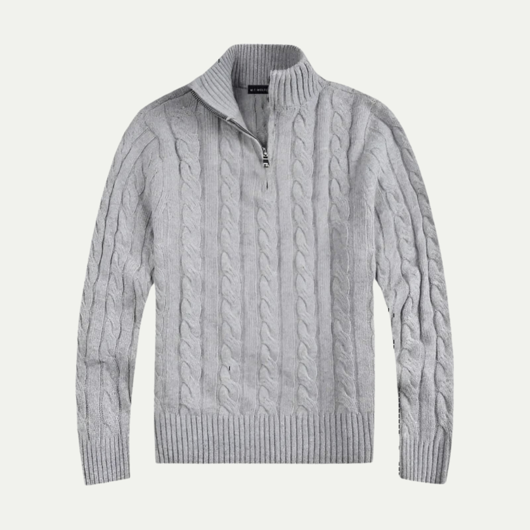 Carlos | Cable Knit Half-Zip Cotton Jumper