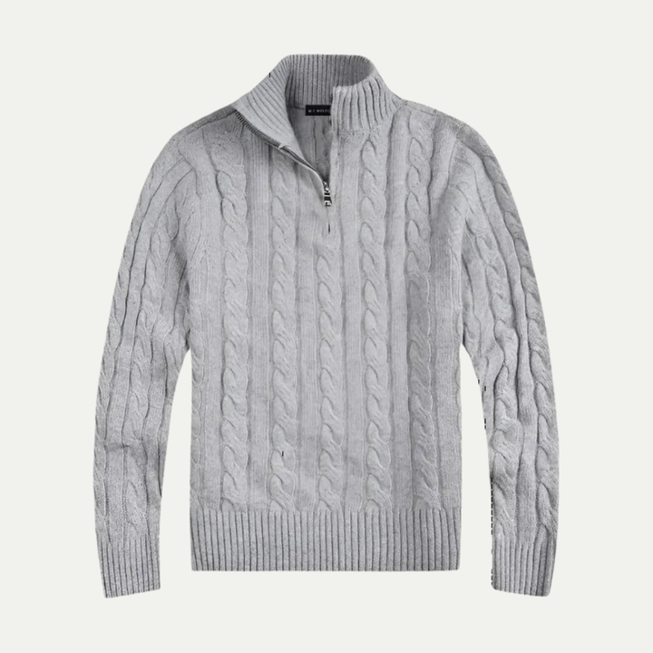 Carlos | Cable Knit Half-Zip Cotton Jumper