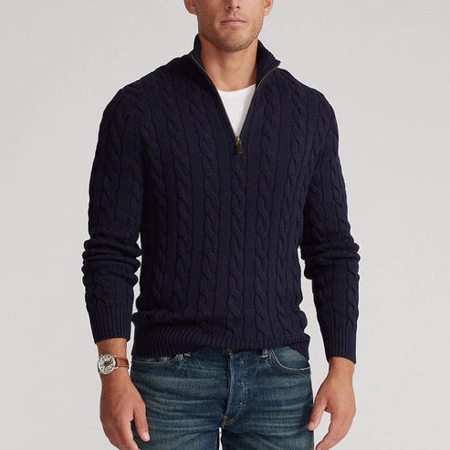 Carlos | Cable Knit Half-Zip Cotton Jumper
