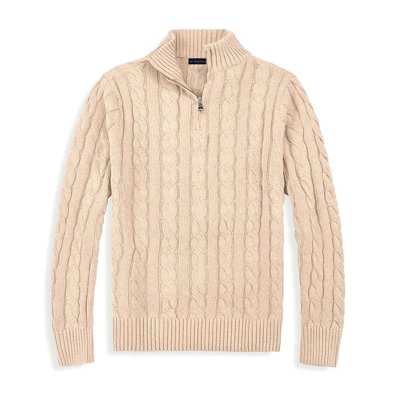 Carlos | Cable Knit Half-Zip Cotton Jumper
