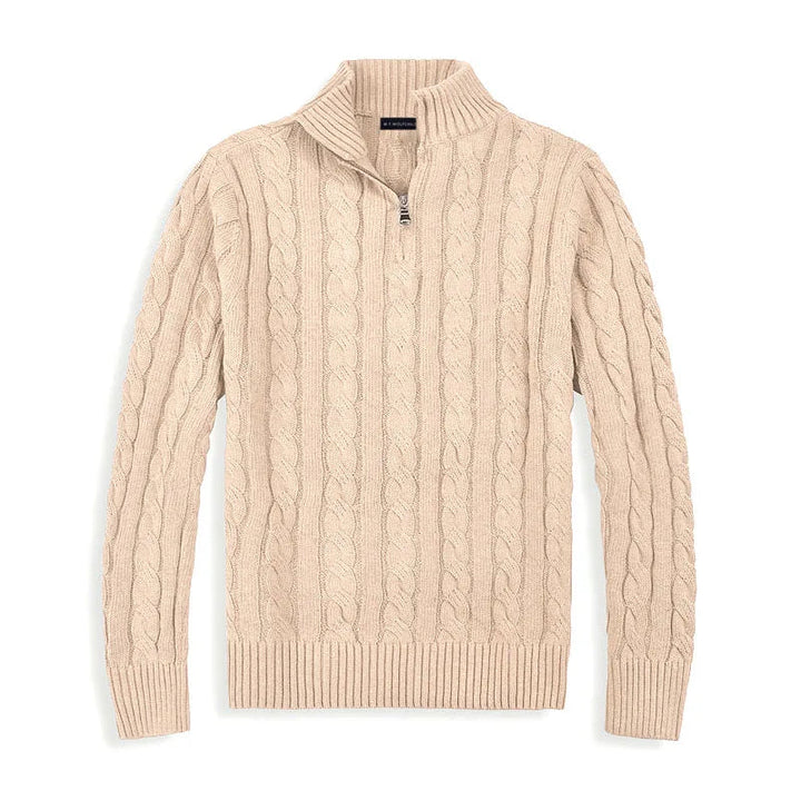 Carlos | Cable Knit Half-Zip Cotton Jumper