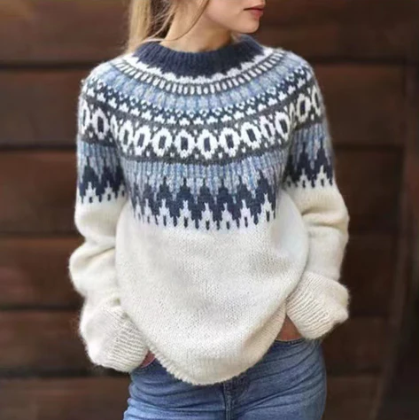 Cassandra | Nordic Patterned Round Neck Jumper