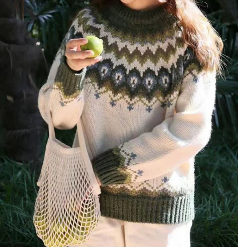 Cassandra | Nordic Patterned Round Neck Jumper