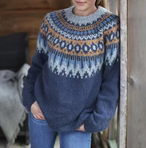 Cassandra | Nordic Patterned Round Neck Jumper