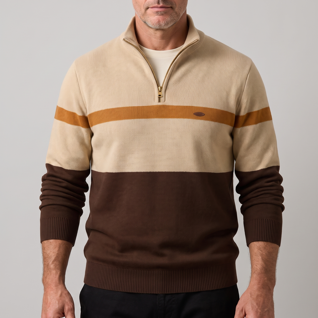 Chad | Colour Block Quarter Zip Knit Jumper
