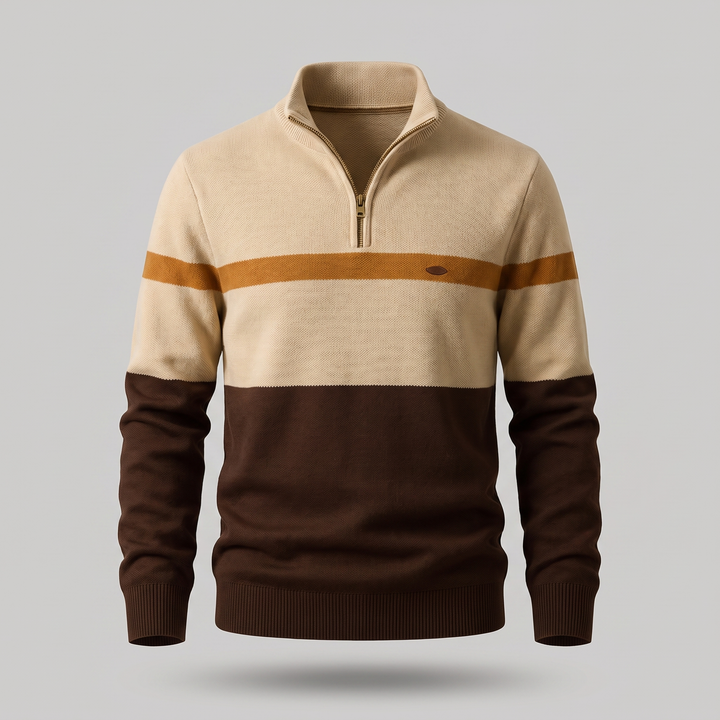 Chad | Colour Block Quarter Zip Knit Jumper