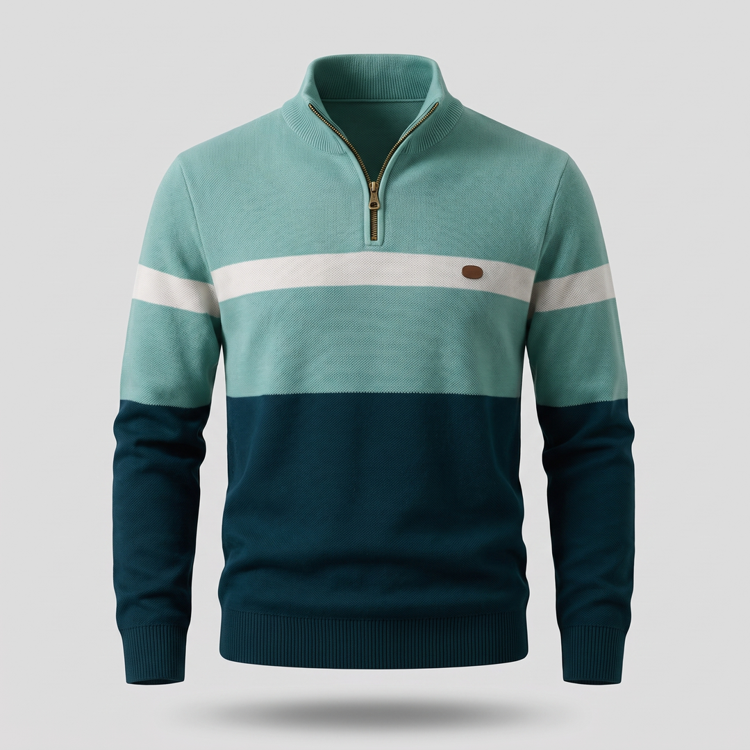 Chad | Colour Block Quarter Zip Knit Jumper