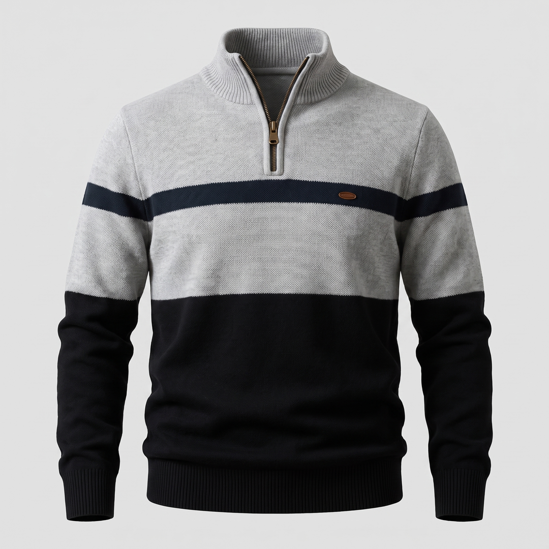 Chad | Colour Block Quarter Zip Knit Jumper