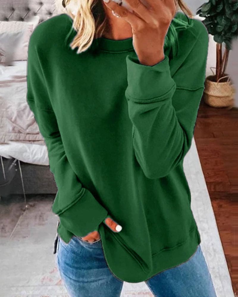Chloe | Curved Hem Crew Neck Sweatshirt