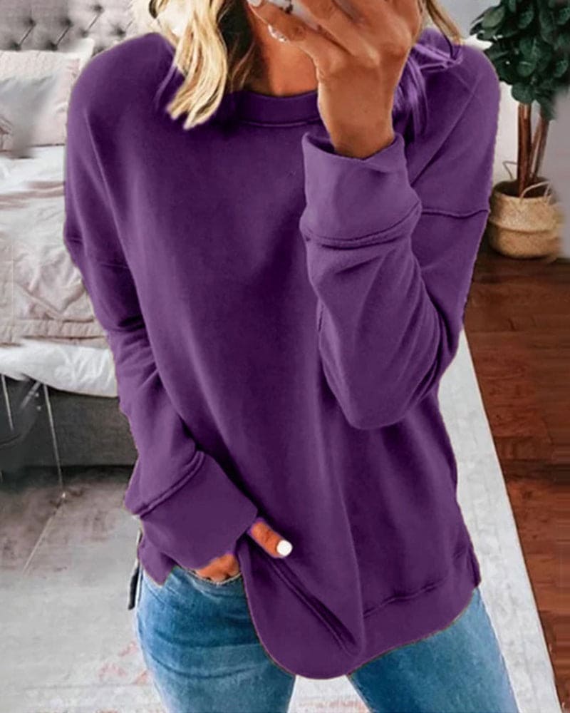 Chloe | Curved Hem Crew Neck Sweatshirt