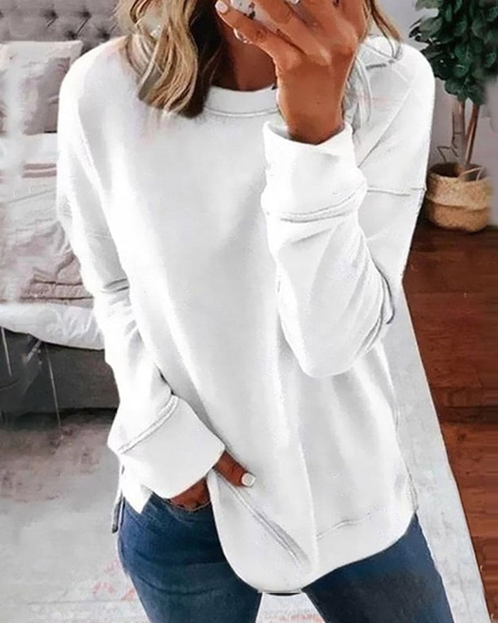 Chloe | Curved Hem Crew Neck Sweatshirt
