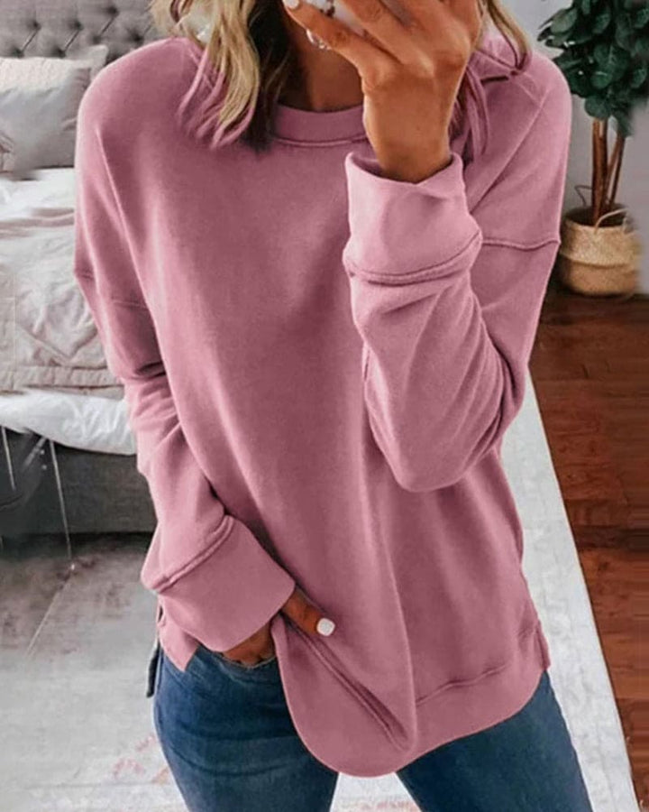 Chloe | Curved Hem Crew Neck Sweatshirt
