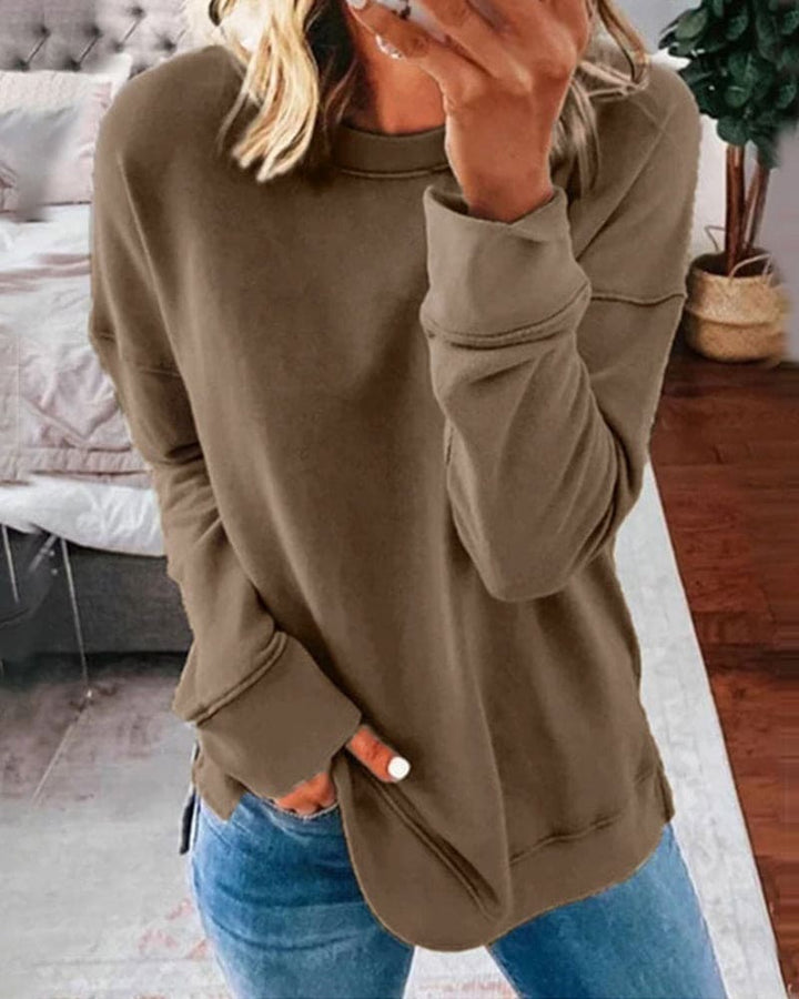 Chloe | Curved Hem Crew Neck Sweatshirt