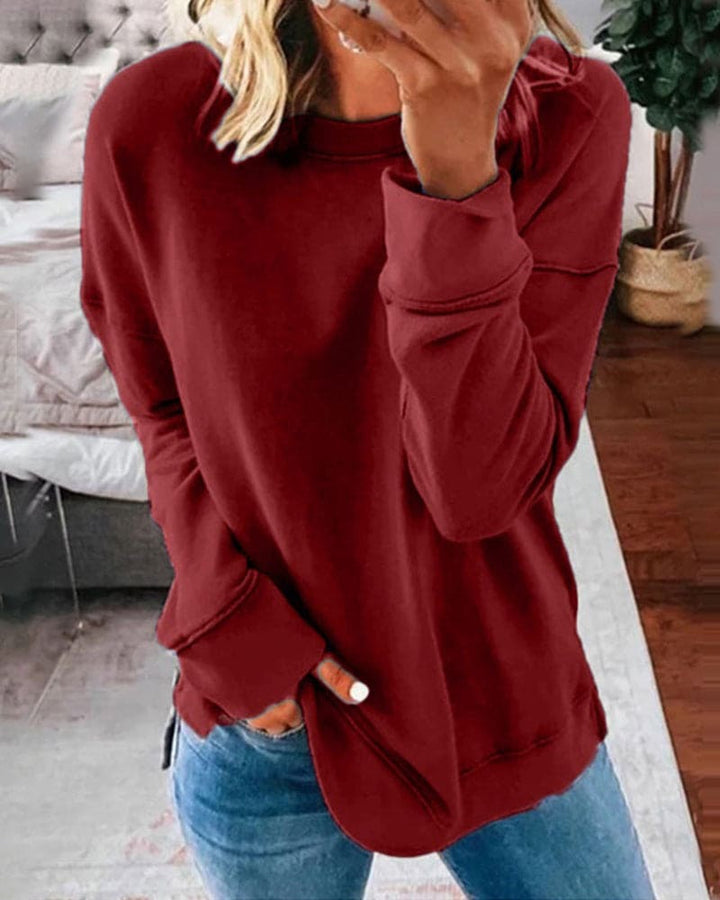 Chloe | Curved Hem Crew Neck Sweatshirt