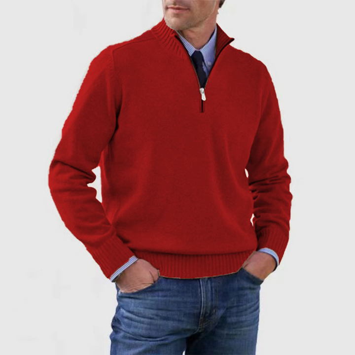 Chris | Quarter Zip Funnel Neck Knit Jumper