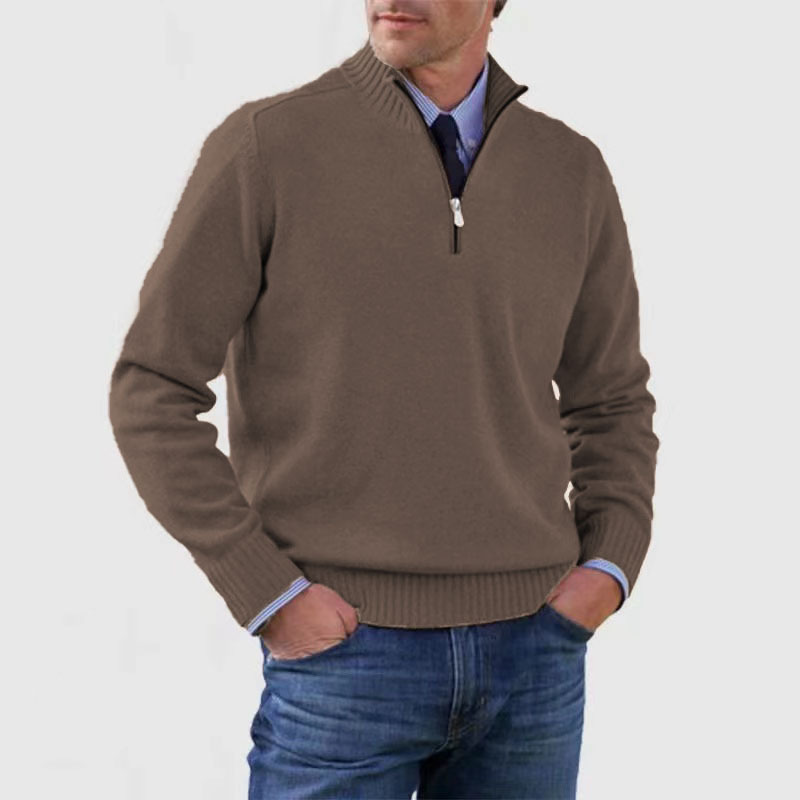 Chris | Quarter Zip Funnel Neck Knit Jumper