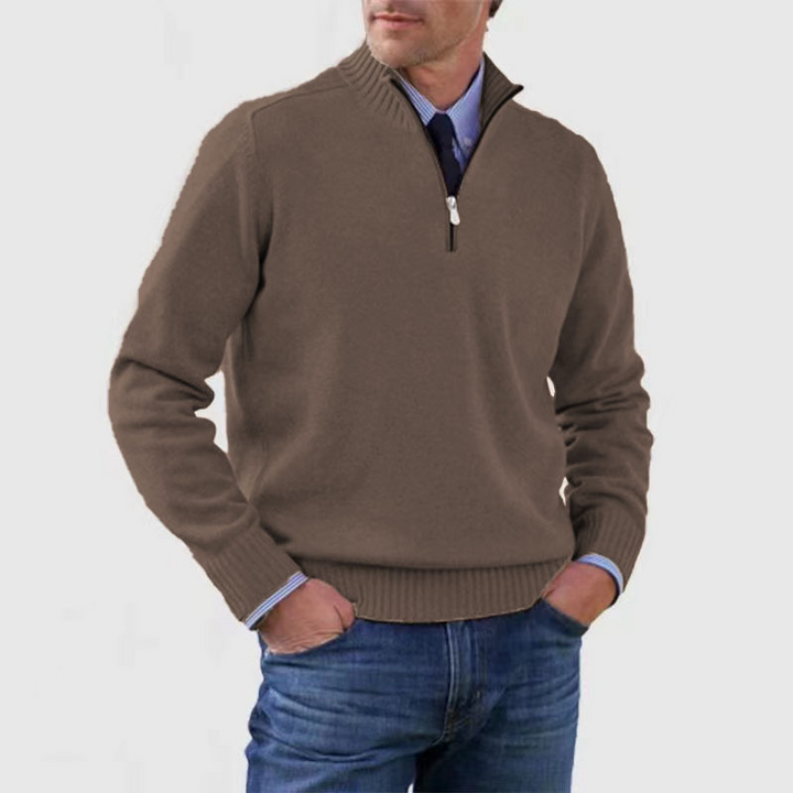 Chris | Quarter Zip Funnel Neck Knit Jumper