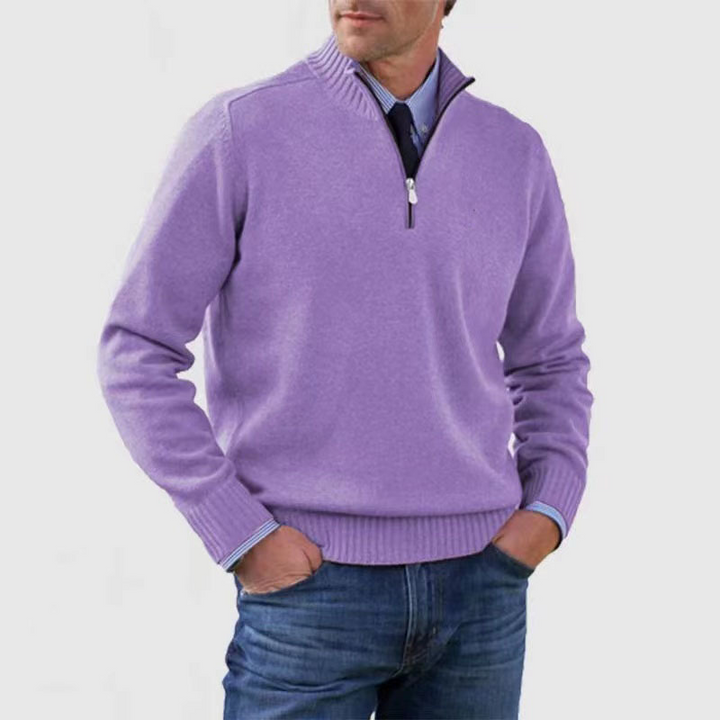 Chris | Quarter Zip Funnel Neck Knit Jumper