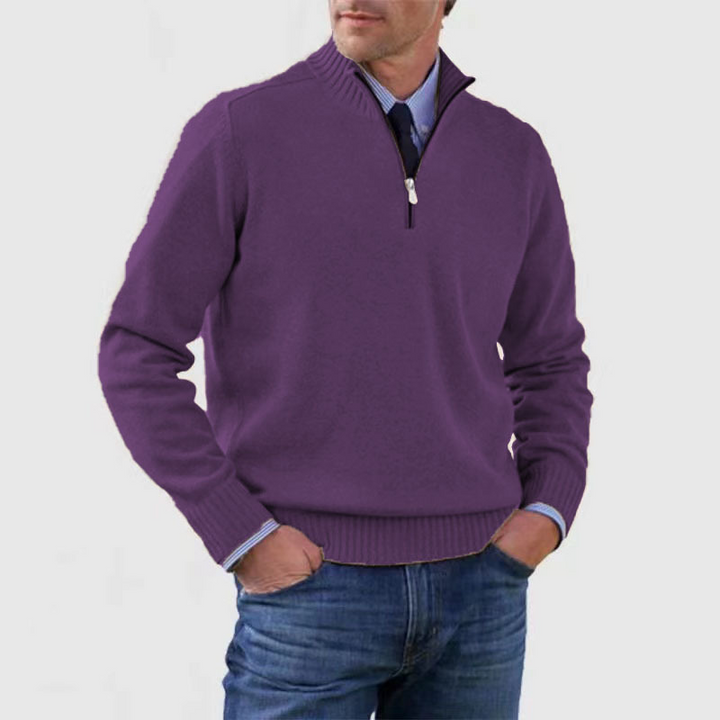 Chris | Quarter Zip Funnel Neck Knit Jumper