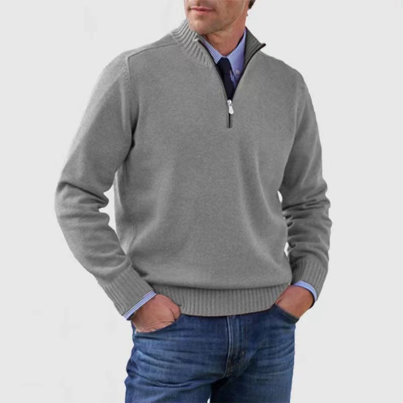 Chris | Quarter Zip Funnel Neck Knit Jumper